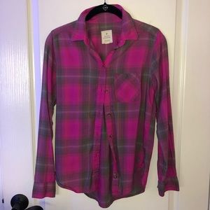 Aeropostale Pink & Grey Plaid Flannel